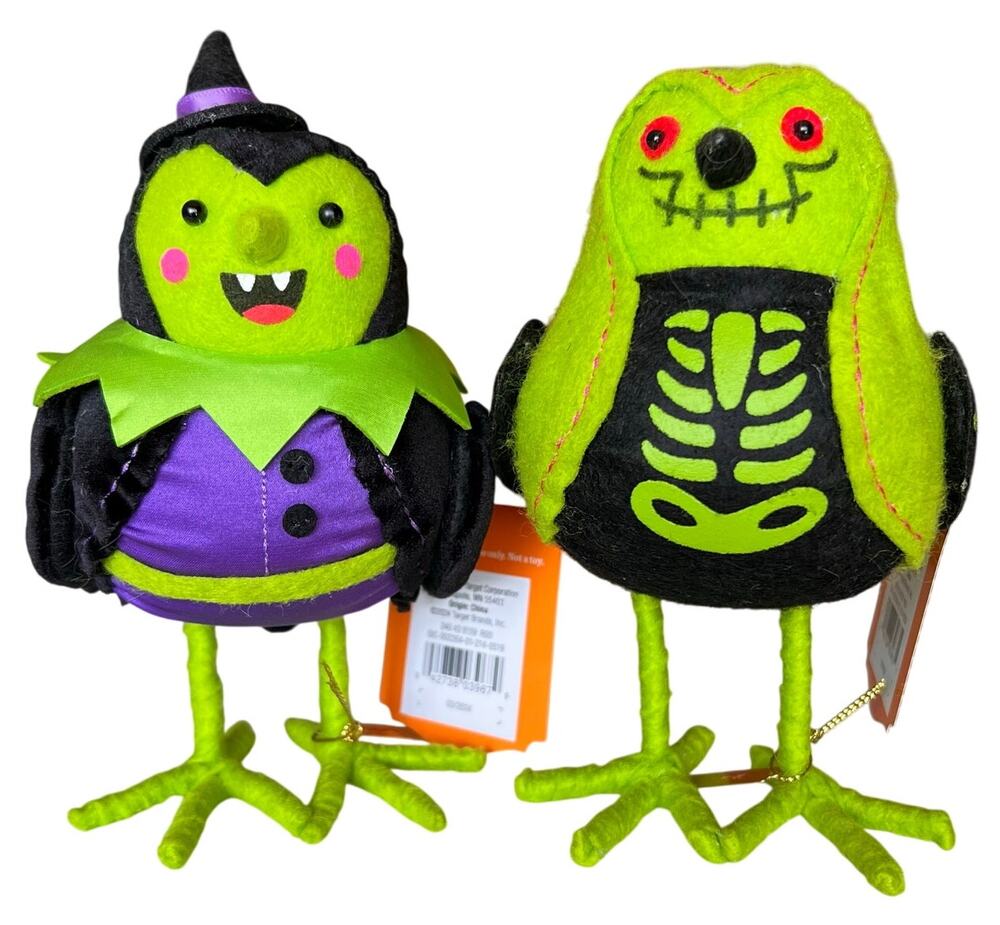 Target Hyde & Eek Featherly Friends Halloween Felt Birds X-Ray & Spellma